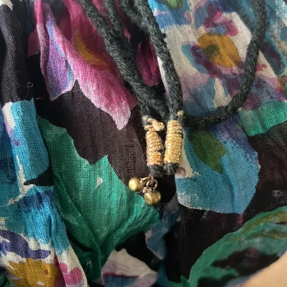 Boho Sheer Flowy Multi Colored Floral Skirt 100%‎ cotton, Sz L/XL - Picture 6 of 7